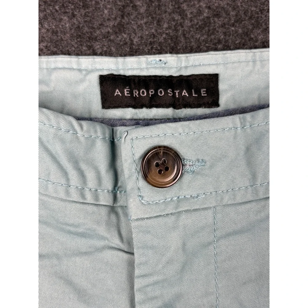 Aeropostale Mens Chino Shorts Size 27 Light Aqua Blue Stretch Cotton Twill 7.5in